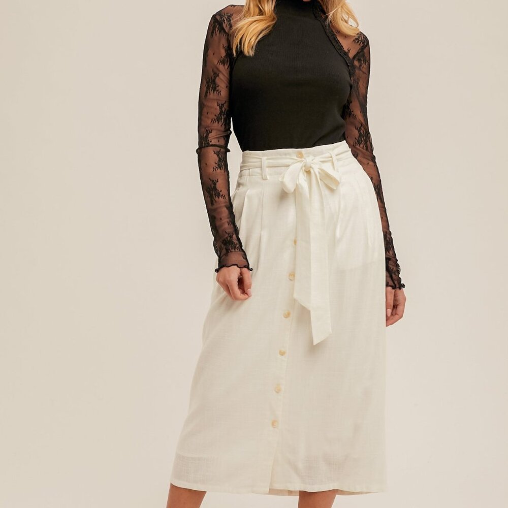 Button Down Linen Skirt